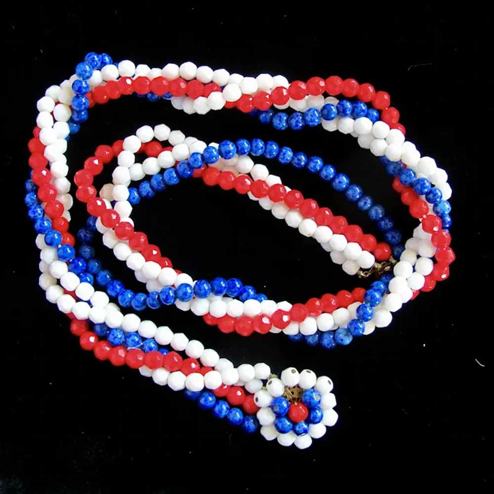 Vintage Eugene Patriotic Red White and Blue Bead … - image 5