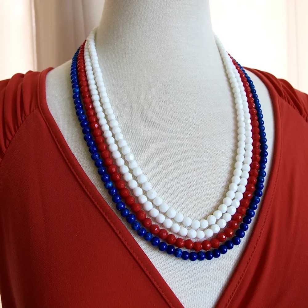 Vintage Eugene Patriotic Red White and Blue Bead … - image 6