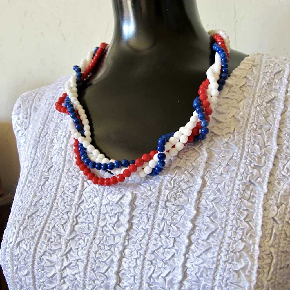 Vintage Eugene Patriotic Red White and Blue Bead … - image 7