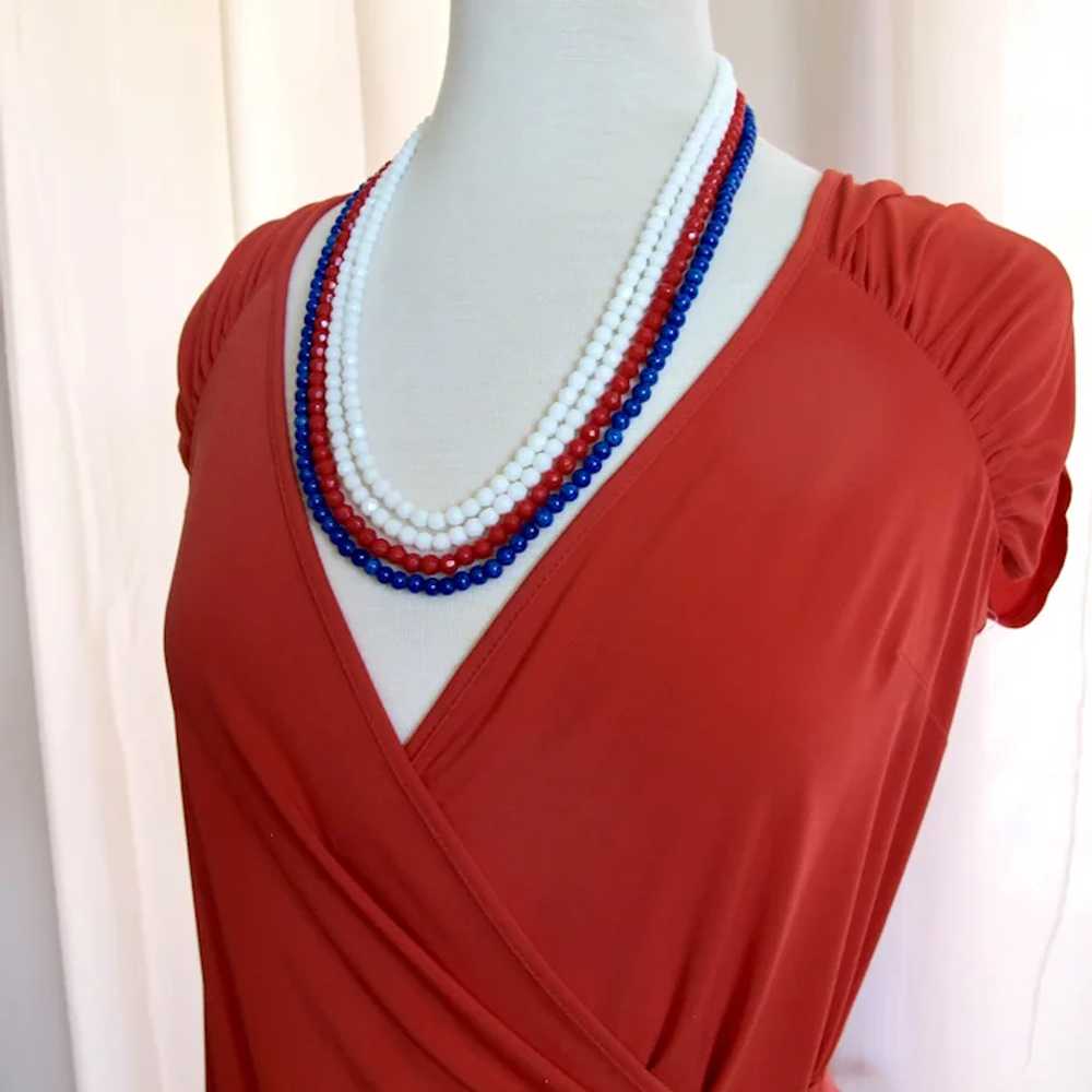 Vintage Eugene Patriotic Red White and Blue Bead … - image 9