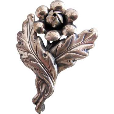 Vintage Sterling CF Flower Pin - image 1