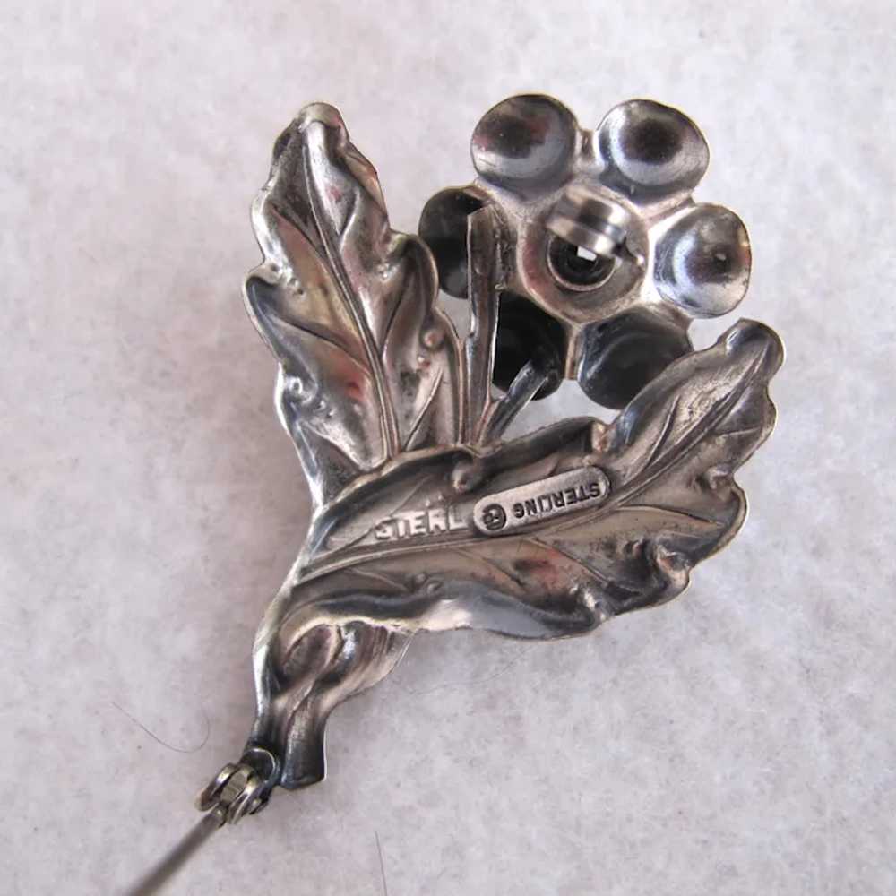 Vintage Sterling CF Flower Pin - image 6