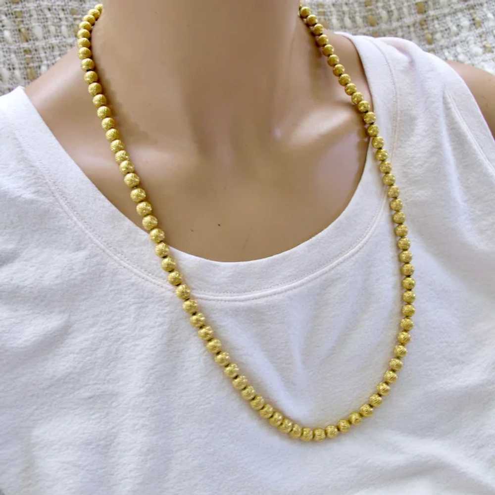 Vintage Trifari Gold Toned Ball Bead Necklace - image 2