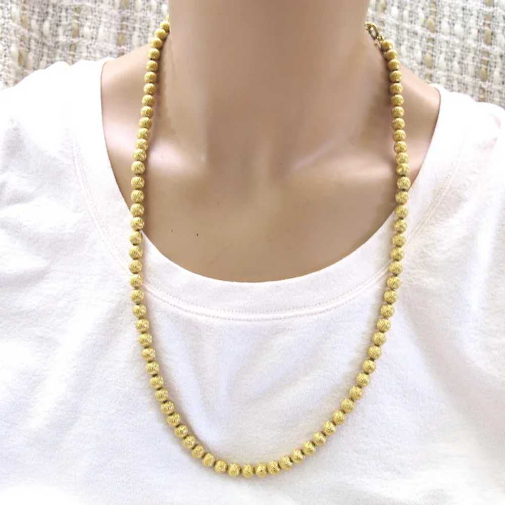 Vintage Trifari Gold Toned Ball Bead Necklace - image 5