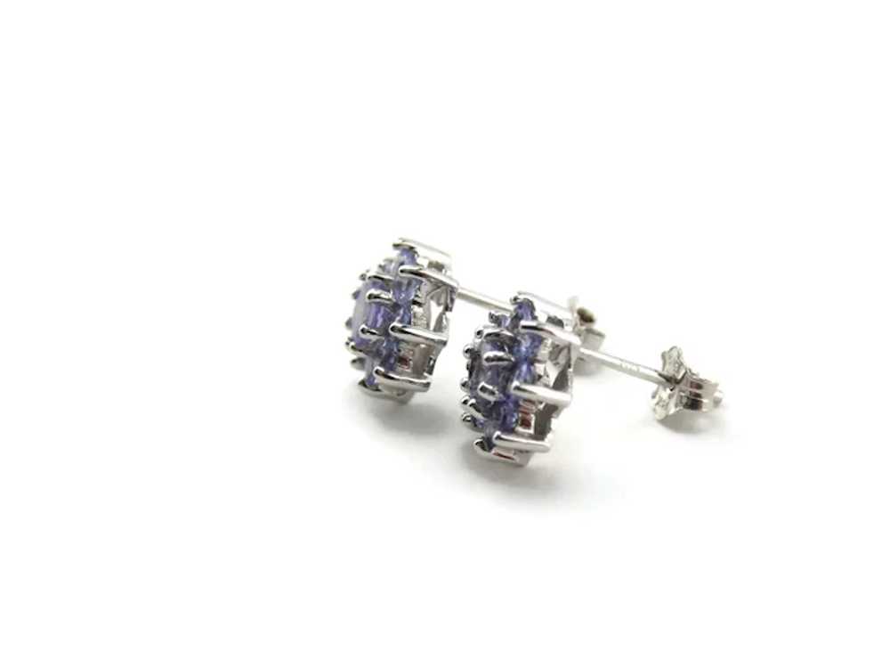 14K White Gold Iolite Cluster Stud Earrings - image 3