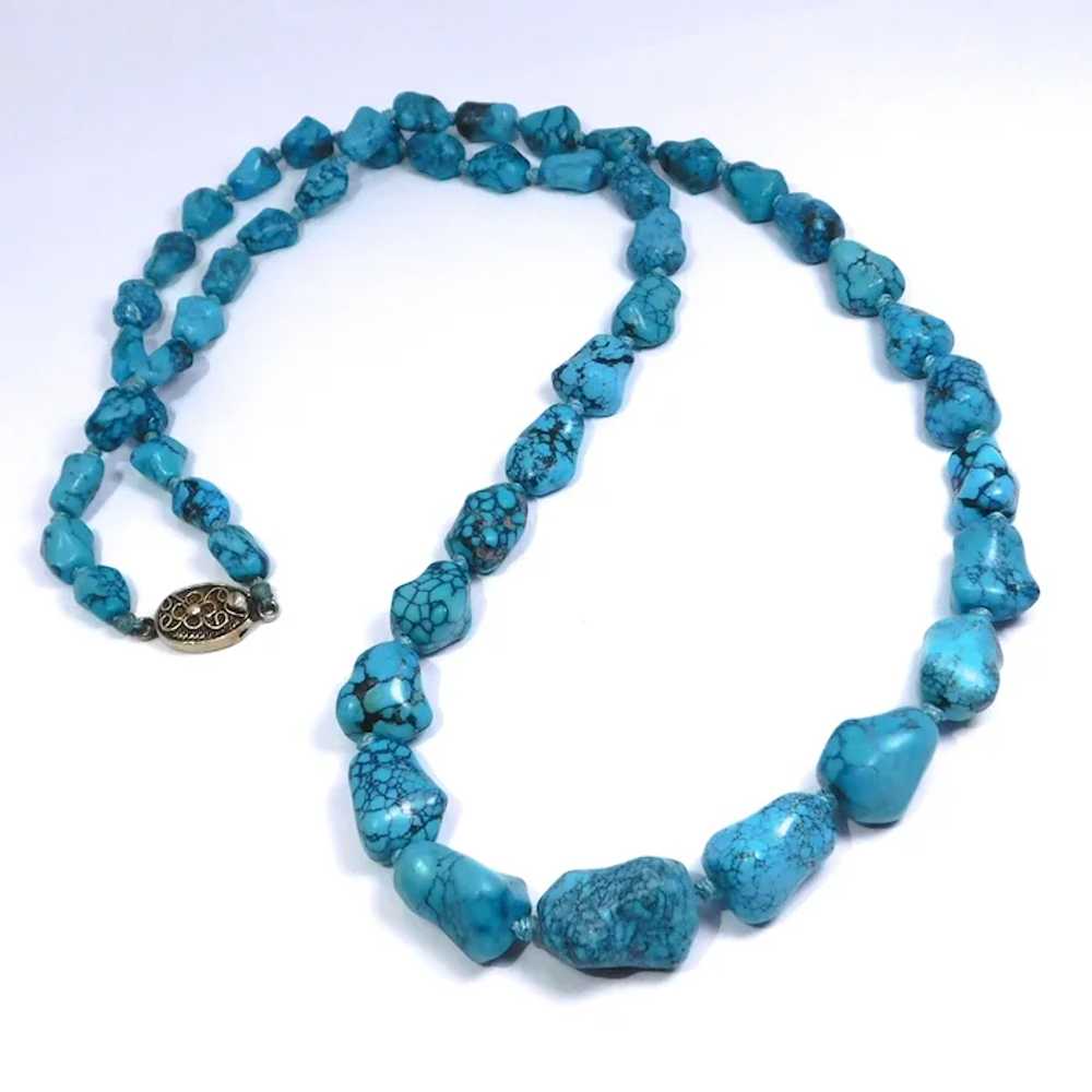 Turquoise Necklace Graduated Hand Knotted Chinese - image 2