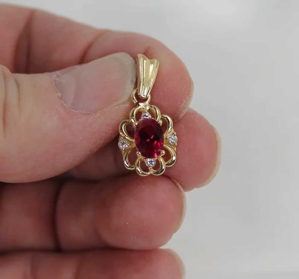 Red Topaz Pendant, 14kt YG - image 5