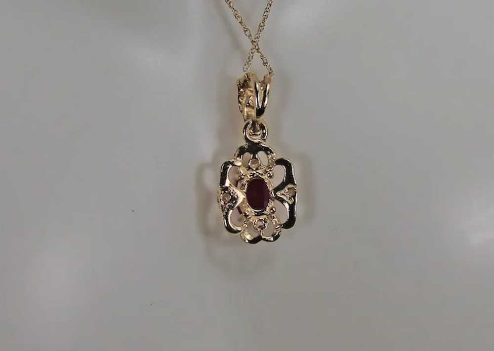 Red Topaz Pendant, 14kt YG - image 6