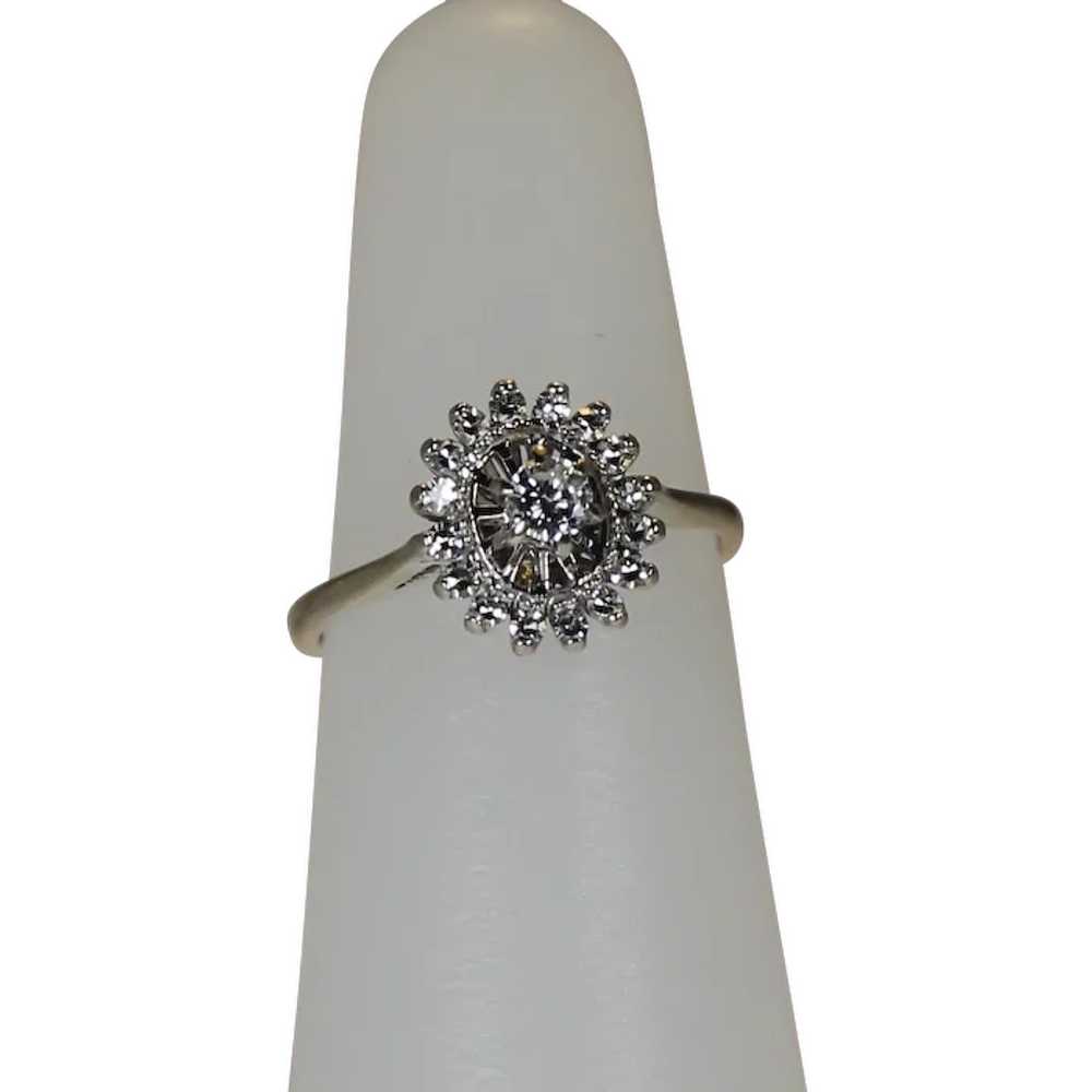 Vintage Diamond Ring Ballerina Style, 14 kt WG - image 1