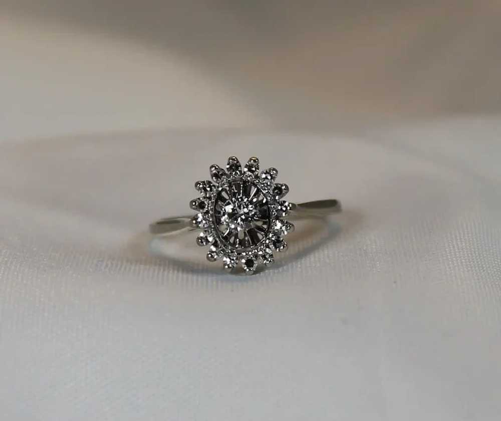 Vintage Diamond Ring Ballerina Style, 14 kt WG - image 5