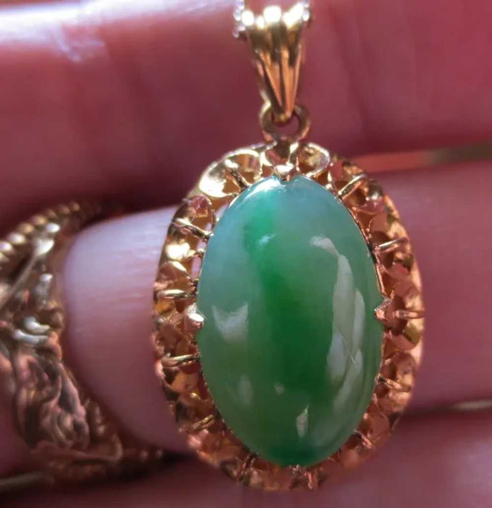 Fine 22K Gold Vintage Jade Pendant - image 10