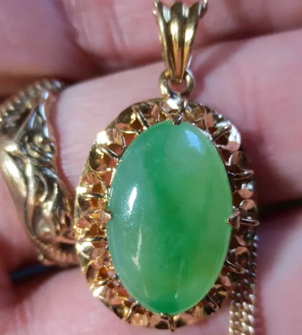 Fine 22K Gold Vintage Jade Pendant - image 11