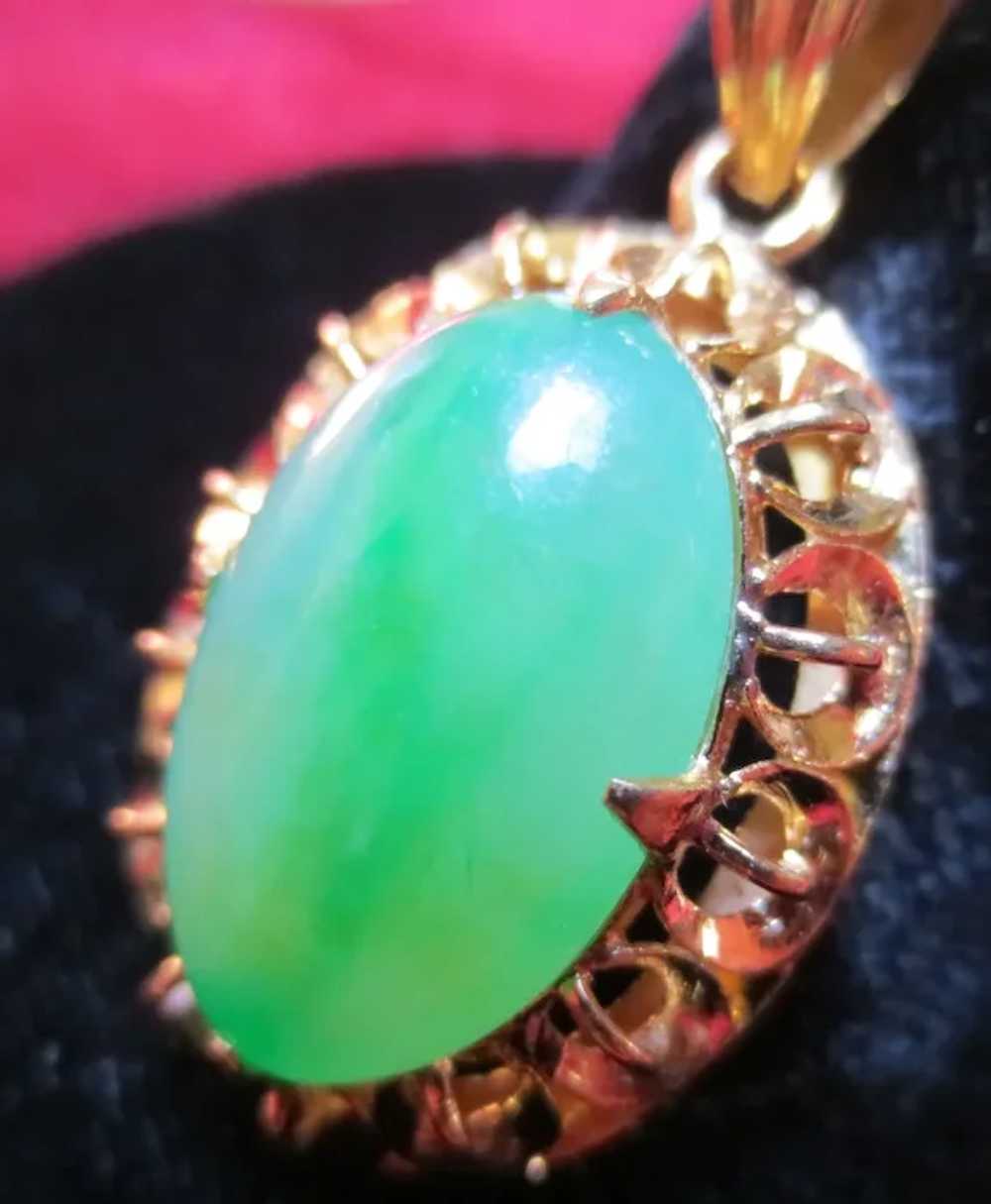 Fine 22K Gold Vintage Jade Pendant - image 12