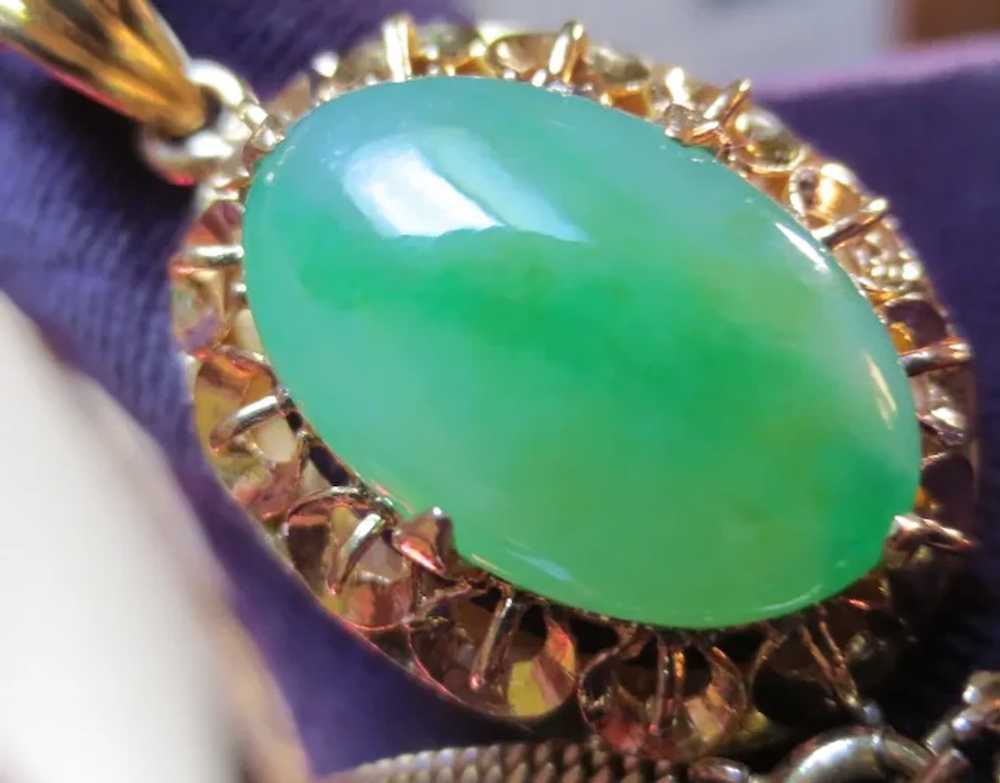 Fine 22K Gold Vintage Jade Pendant - image 4