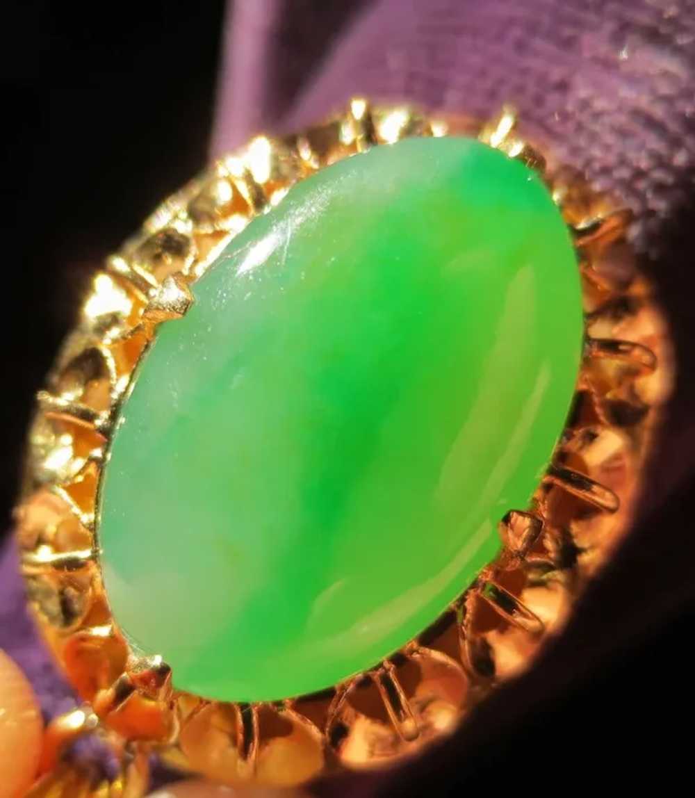 Fine 22K Gold Vintage Jade Pendant - image 5