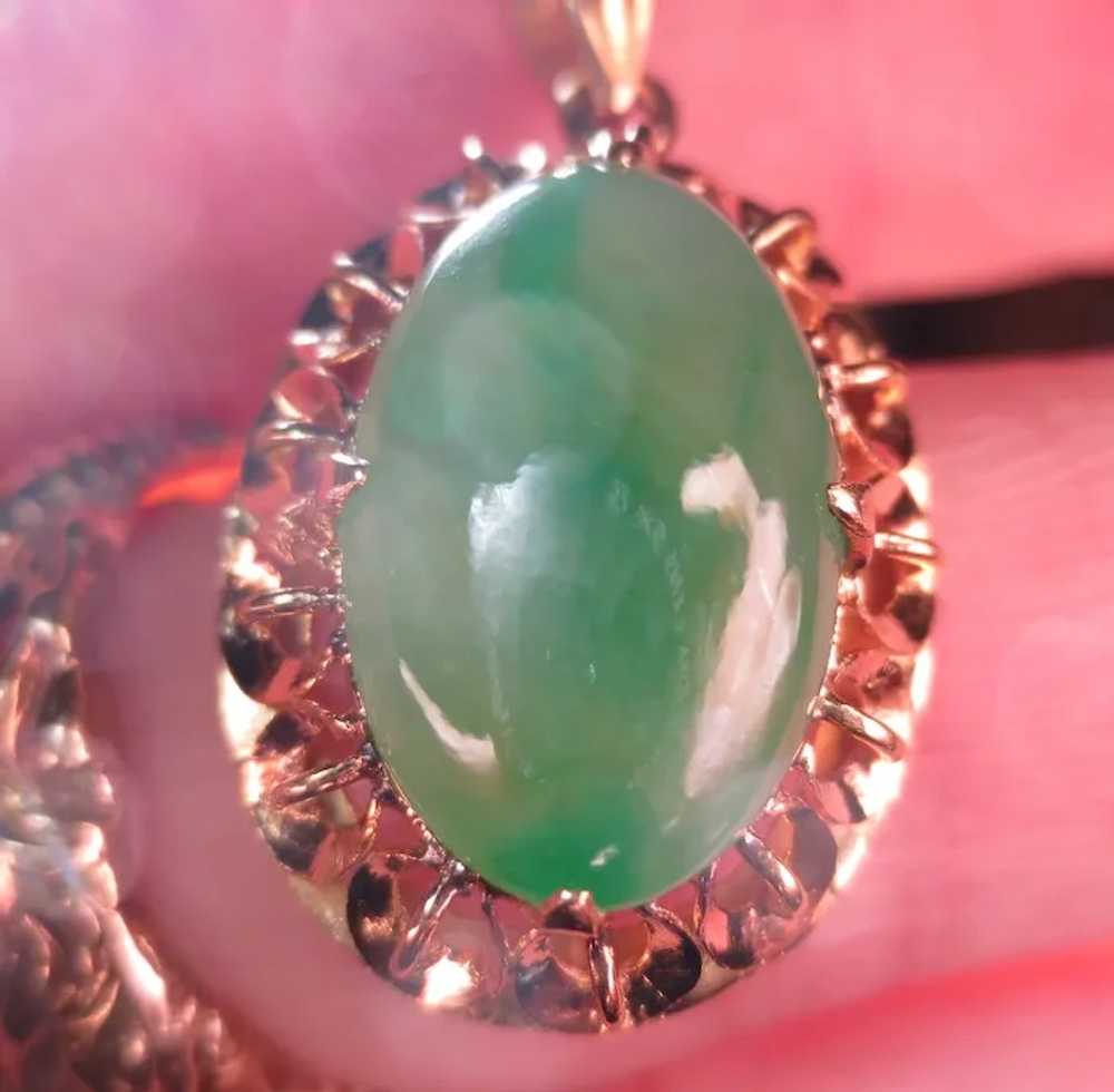 Fine 22K Gold Vintage Jade Pendant - image 8