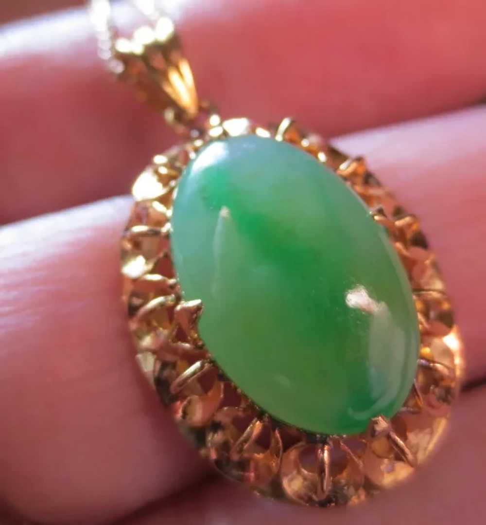 Fine 22K Gold Vintage Jade Pendant - image 9