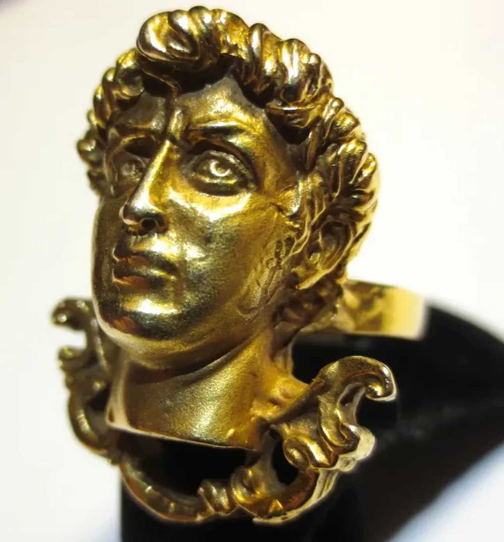 Fabulous 14K Gold Eric de Kolb David Portrait Rin… - image 2