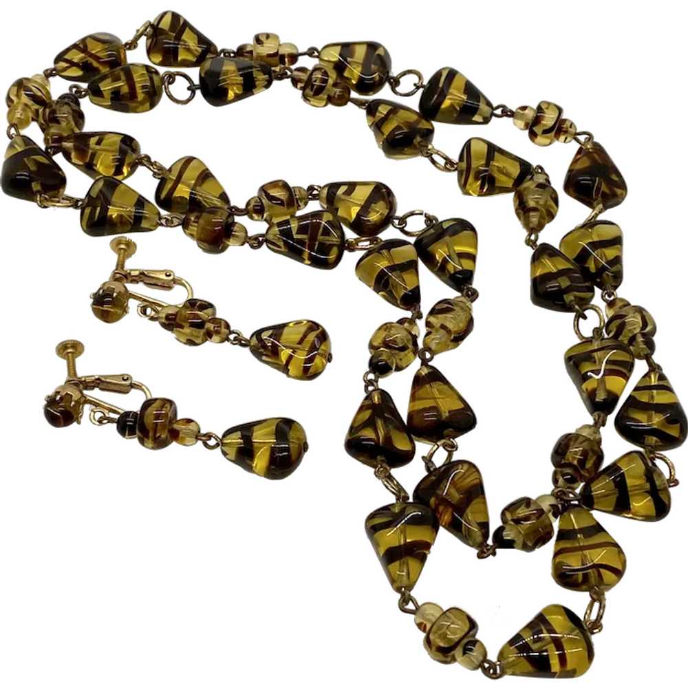 Tiger Stripes Glass Beads and Earrings - image 1