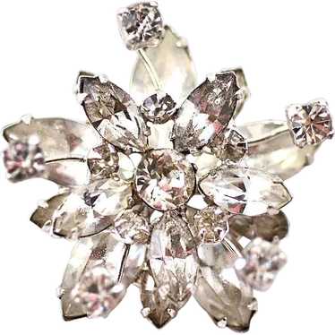 ca 1940s Karu Brooch with Sparkling Clear Rhinest… - image 1