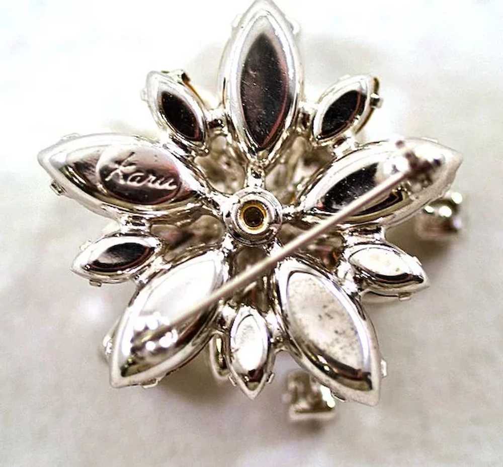 ca 1940s Karu Brooch with Sparkling Clear Rhinest… - image 2
