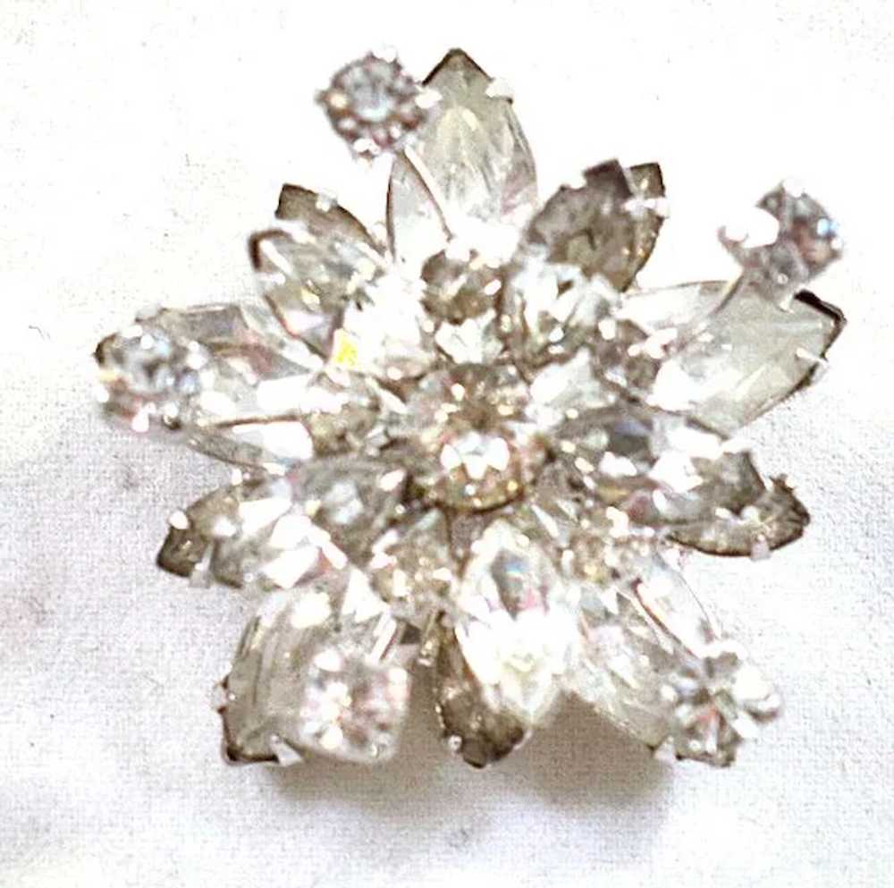 ca 1940s Karu Brooch with Sparkling Clear Rhinest… - image 3