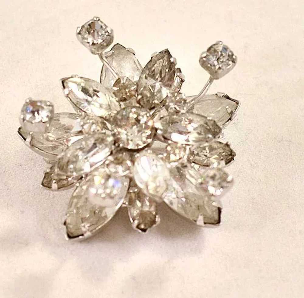 ca 1940s Karu Brooch with Sparkling Clear Rhinest… - image 5