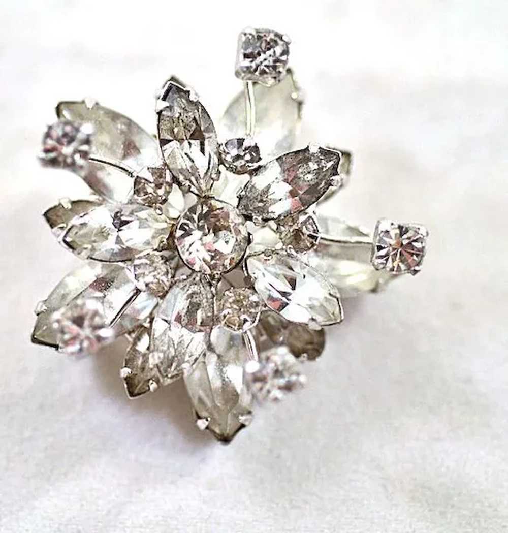 ca 1940s Karu Brooch with Sparkling Clear Rhinest… - image 6