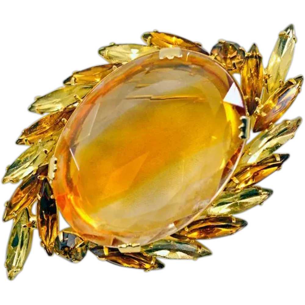 Sparkling Sunburst Vintage Brooch - Great Size! - image 1