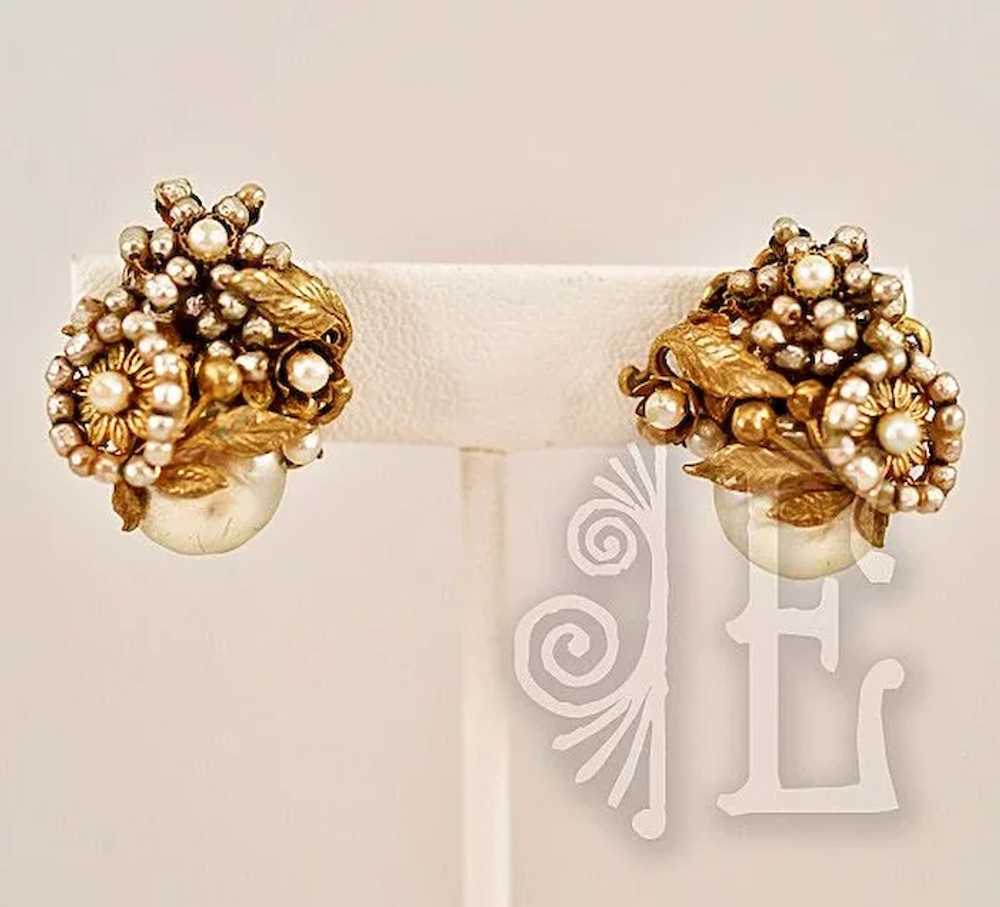 Vintage Miriam Haskell "Baroque" Style Earrings w… - image 4