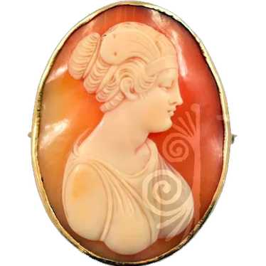 14K Antique Cameo carved Conch Shell Beautiful Im… - image 1