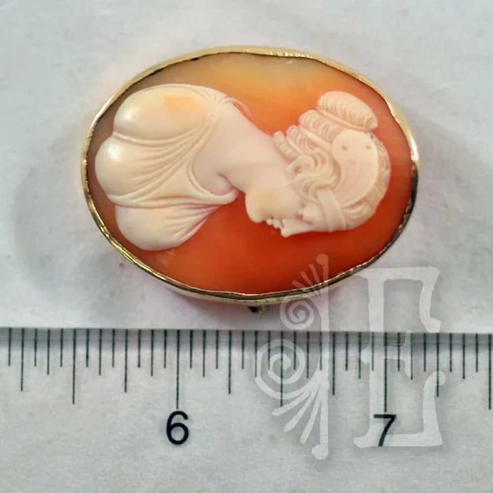 14K Antique Cameo carved Conch Shell Beautiful Im… - image 4