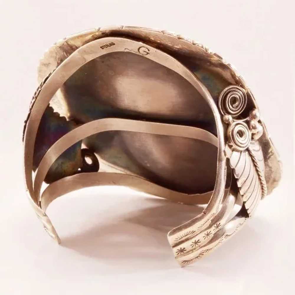 Breathtaking Vintage Navajo Cuff With HUGE Turquo… - image 6