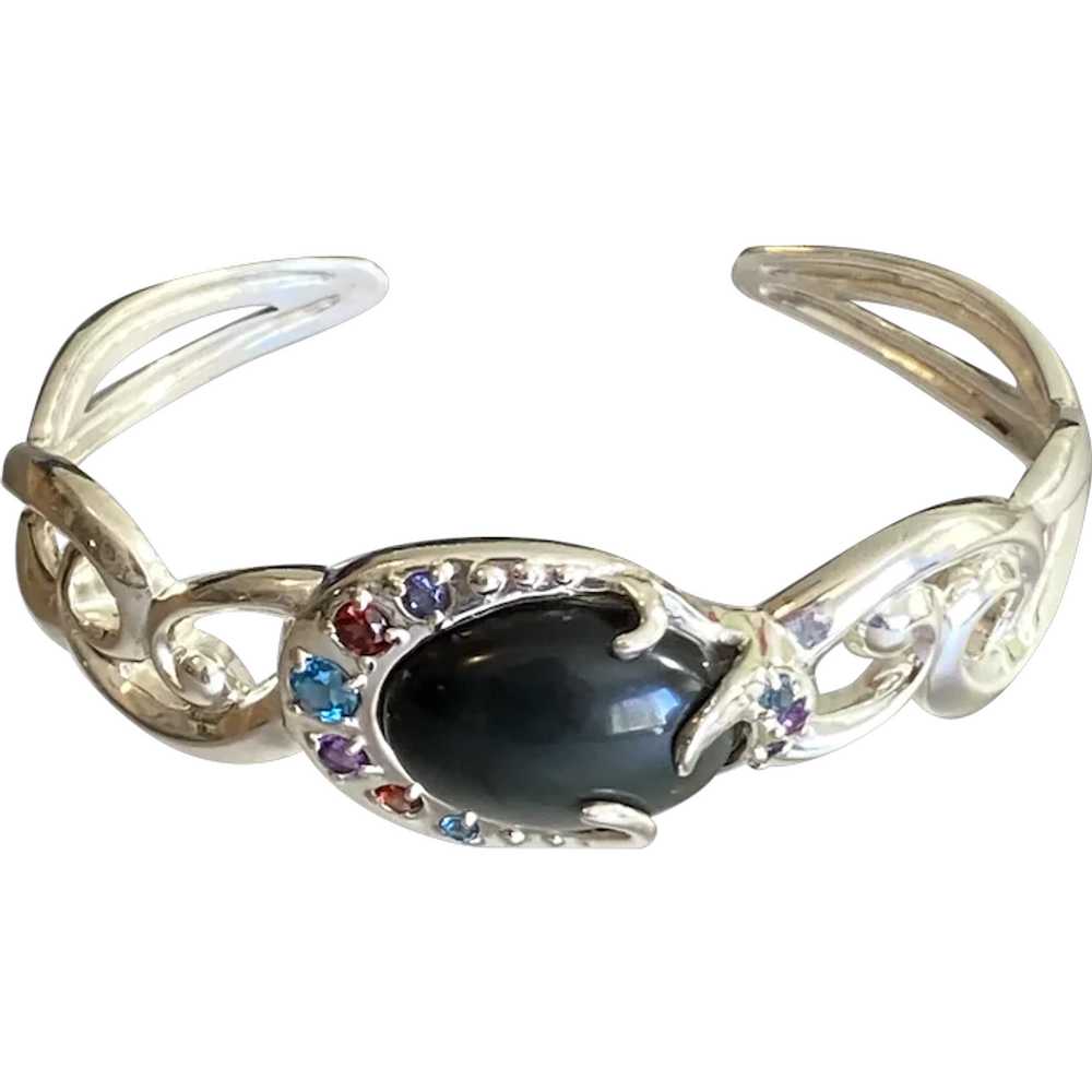 Carolyn Pollack Sterling Onyx Cuff Bracelet - image 1