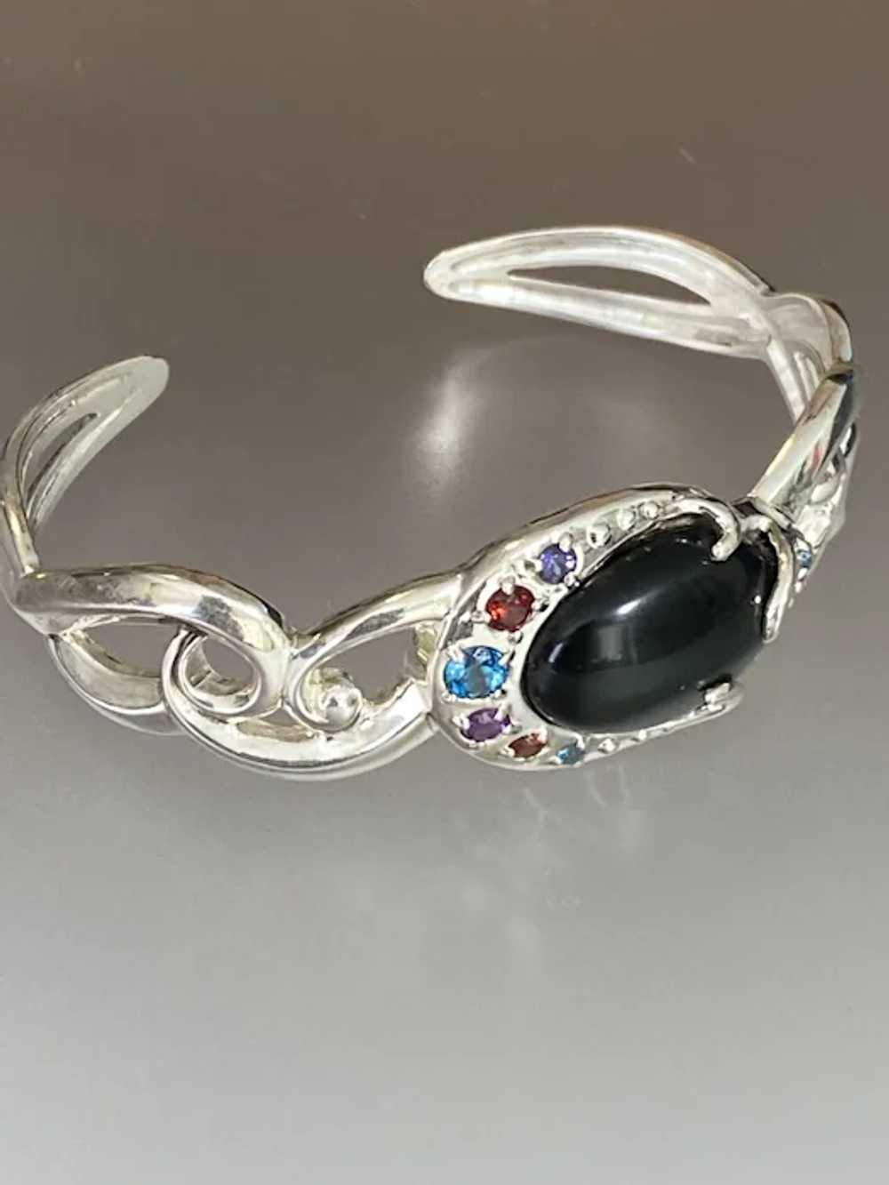 Carolyn Pollack Sterling Onyx Cuff Bracelet - image 2