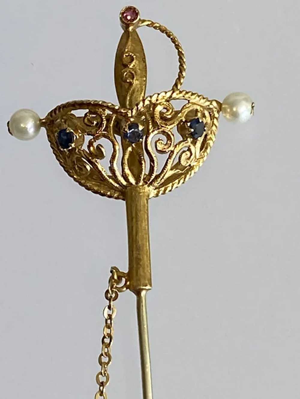 18K YG Sabré Stick Pin - image 3