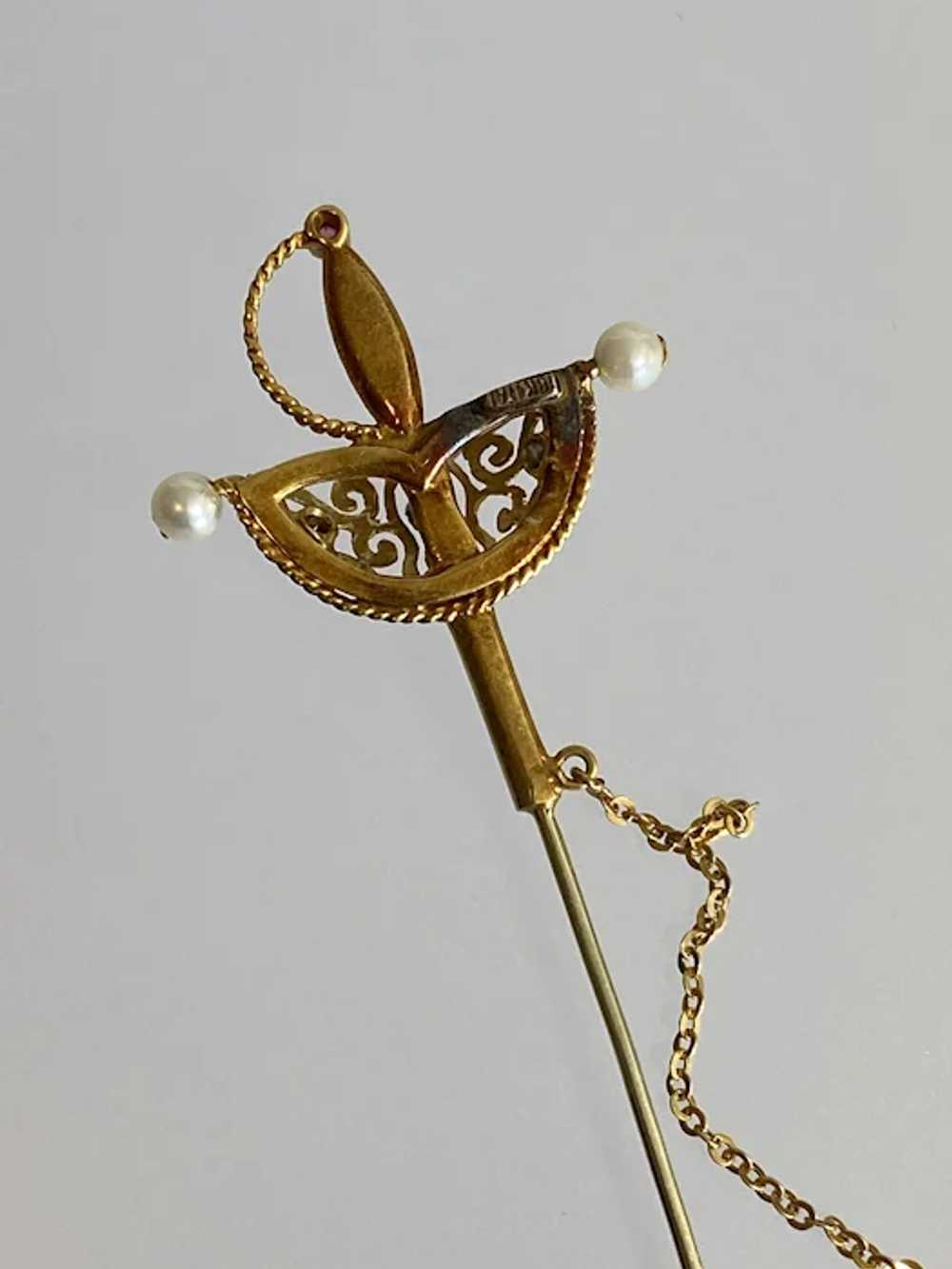 18K YG Sabré Stick Pin - image 8