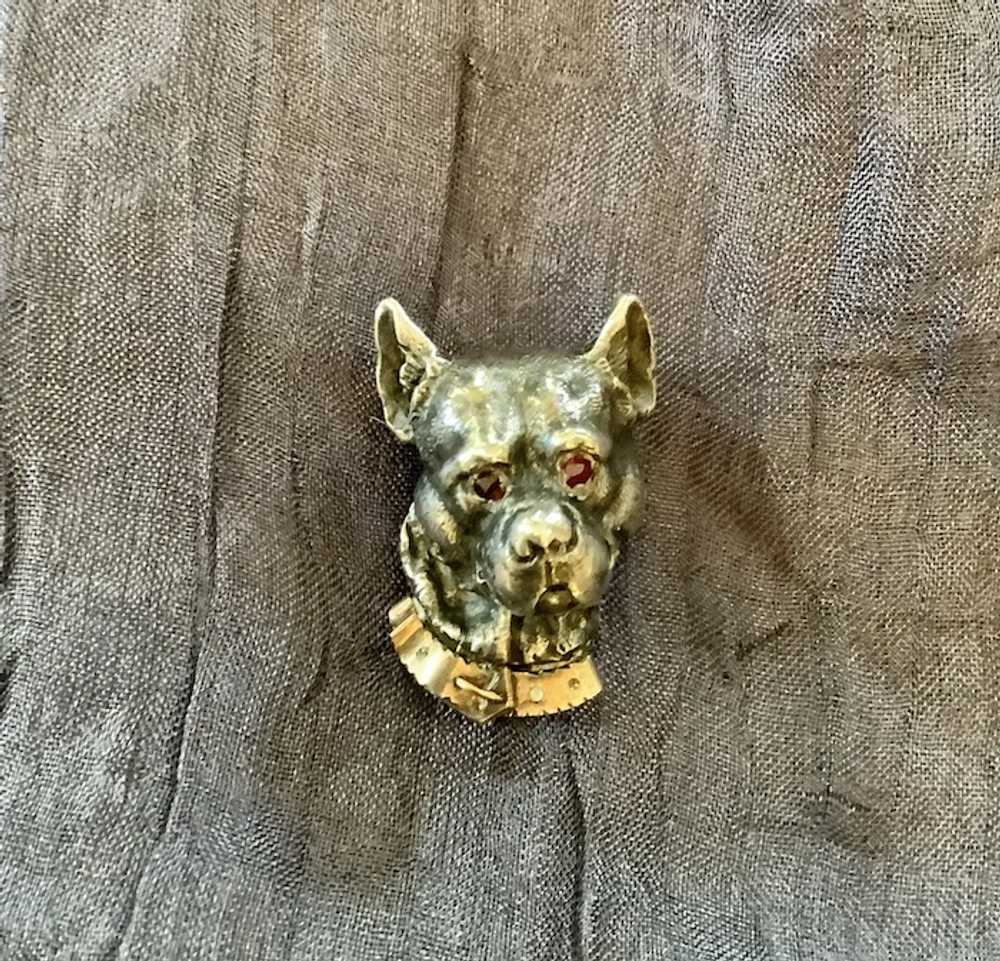 Victorian Sterling Silver Gold Dog Collar Button - image 2