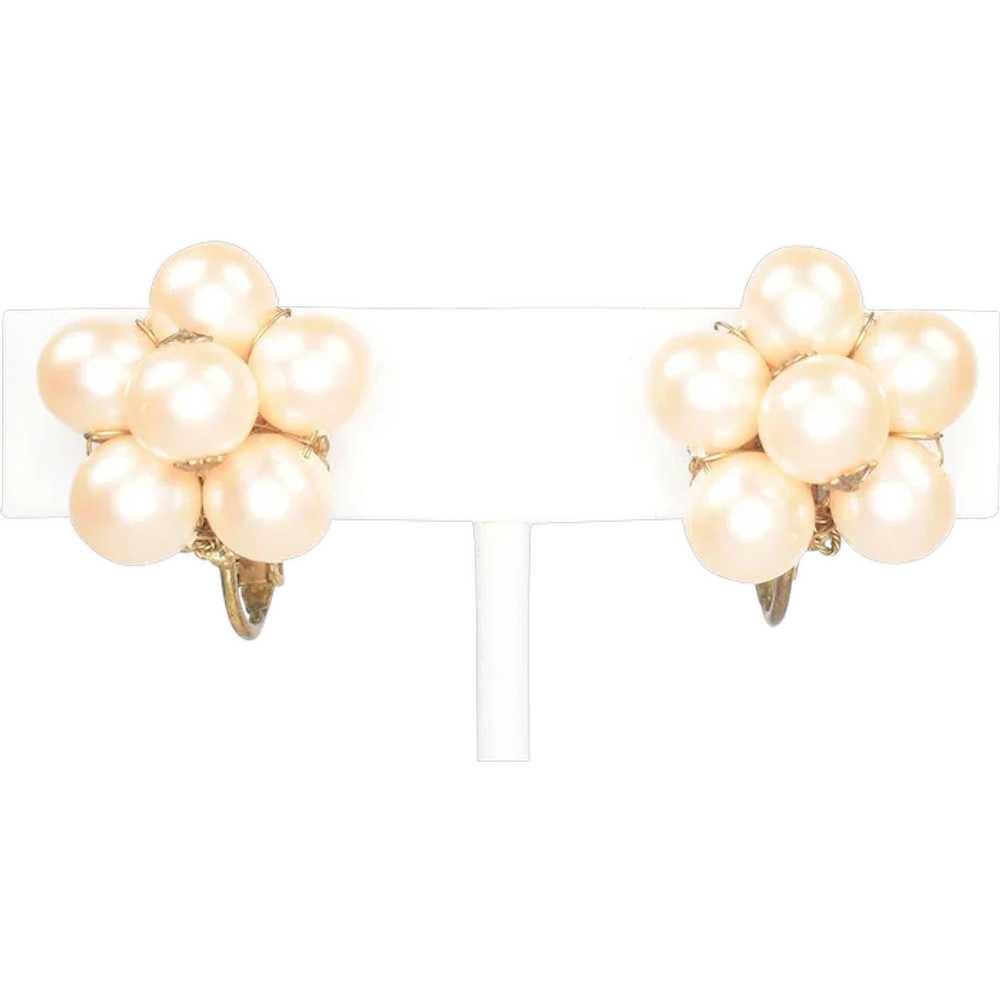 Signed Miriam Haskell glass pearl earrings - image 1