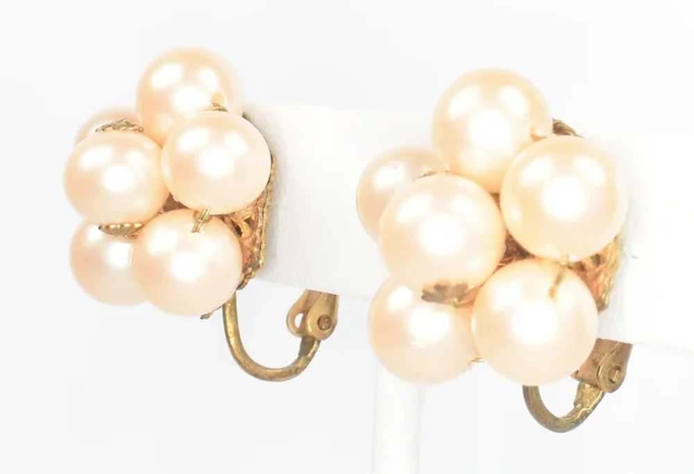 Signed Miriam Haskell glass pearl earrings - image 3