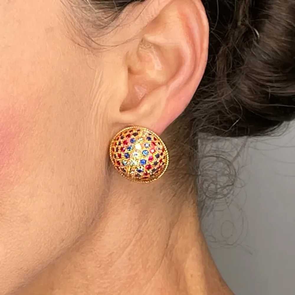 Dome Bombe Ruby Diamond Earrings Sapphire Diamond… - image 11