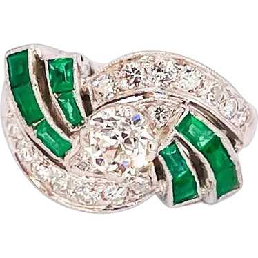 Emerald Art Deco Engagement Ring Diamond Emerald E