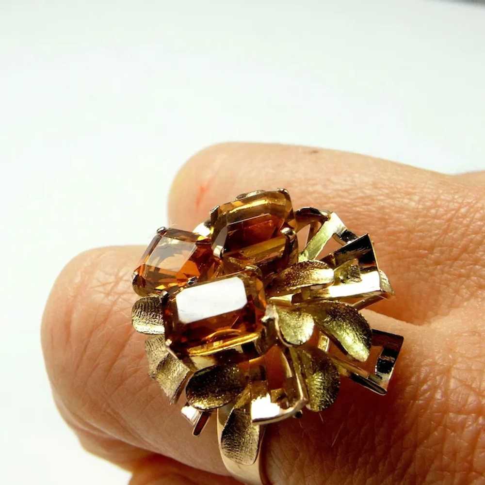 Natural Madeira Citrine 14K Gold Ring Modernist R… - image 4