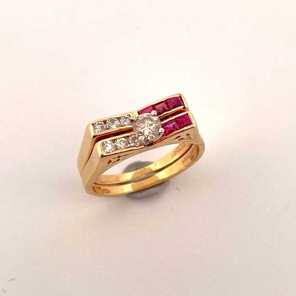 NATURAL RUBY DIAMOND 14K Wedding Ring Set Ruby Di… - image 11