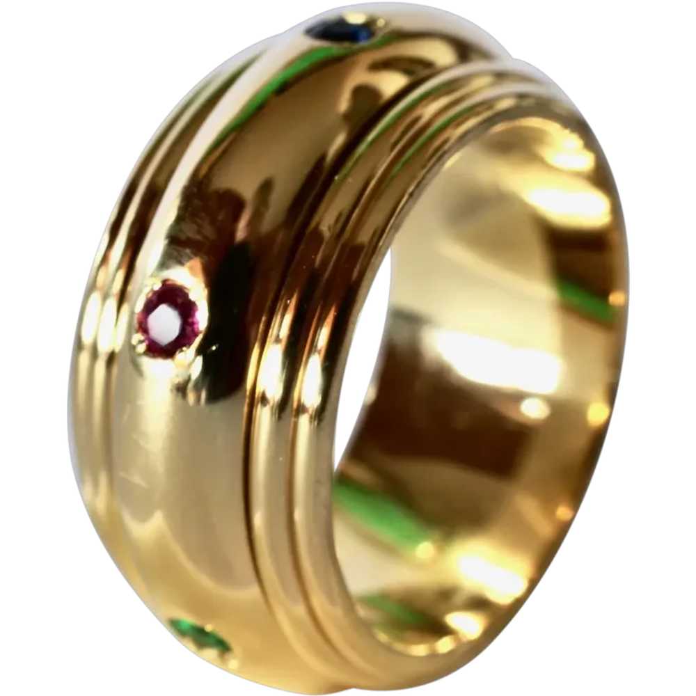 A vintage, 1980s, gold/gemstone  spinner ring. - image 1