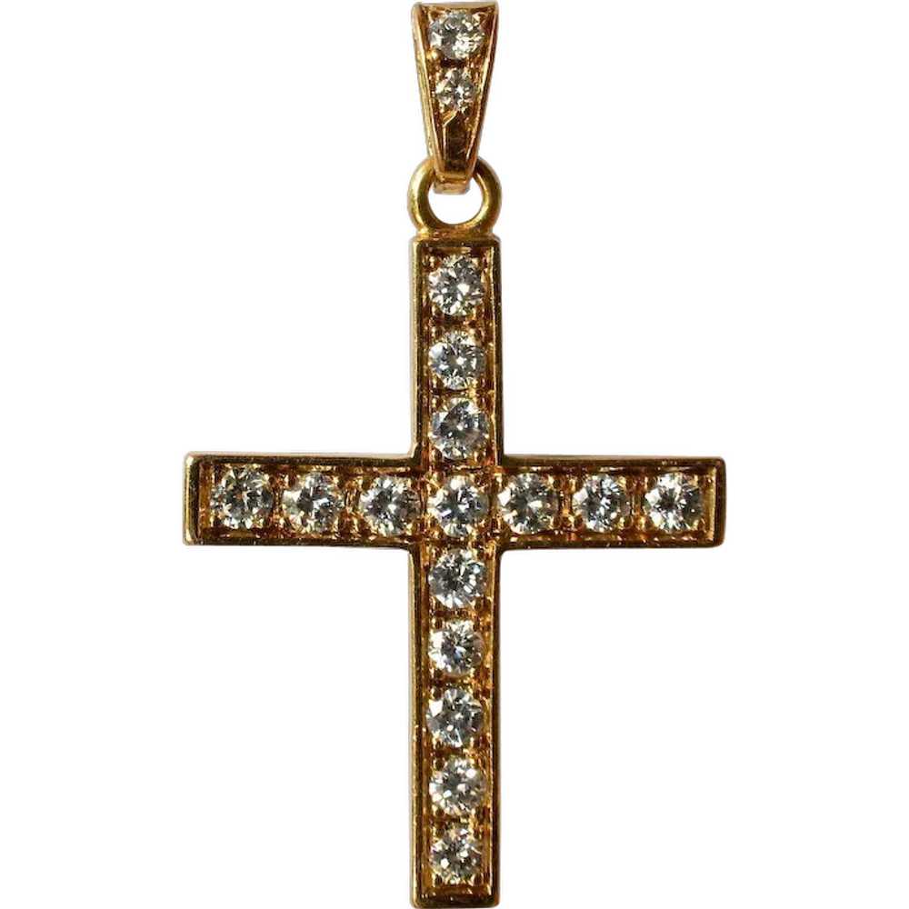 A vintage 18 ct. gold diamond set pendant cross, … - image 1