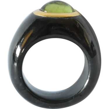 Vintage onyx/gold(  18k. ) /peridot ring. - image 1