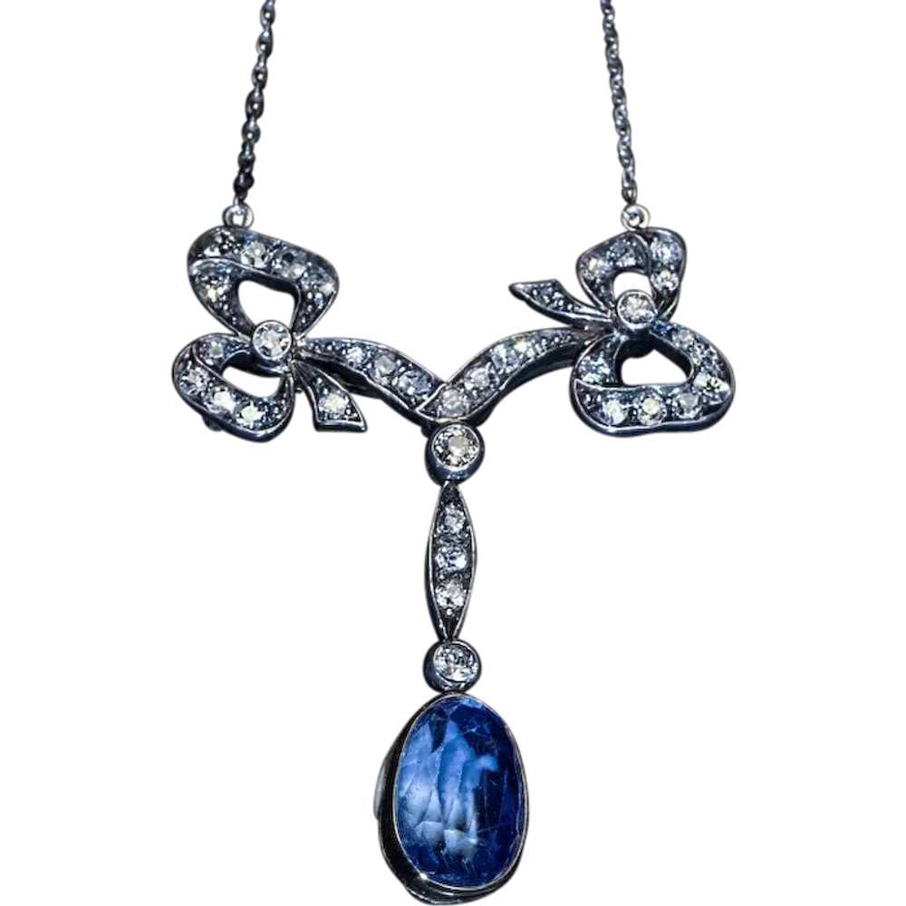 Belle Époque Antique Sapphire Diamond Necklace - image 1