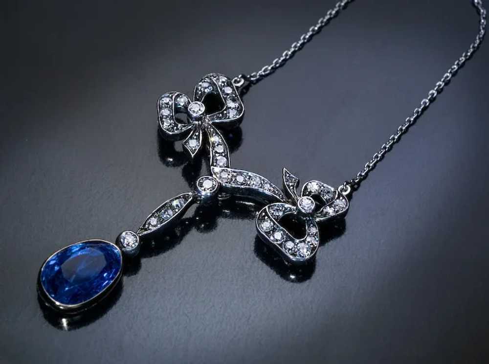 Belle Époque Antique Sapphire Diamond Necklace - image 2