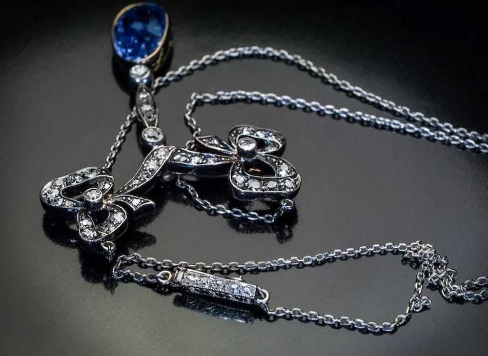 Belle Époque Antique Sapphire Diamond Necklace - image 4